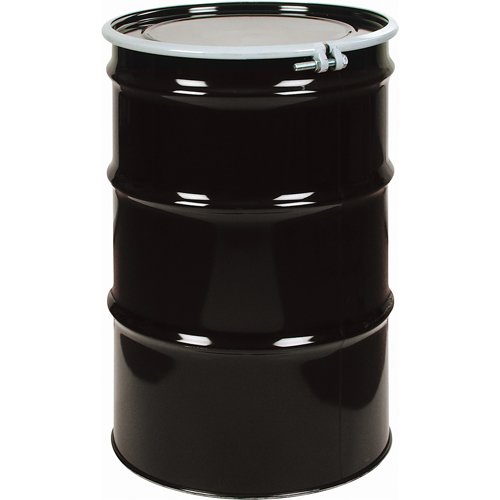 Steel Drums, 55 US gal (45 imp. gal.), Unlined, Black, Open Top, 1A2/Y1.4/140, 20 Gauge OCP Construction Supplies