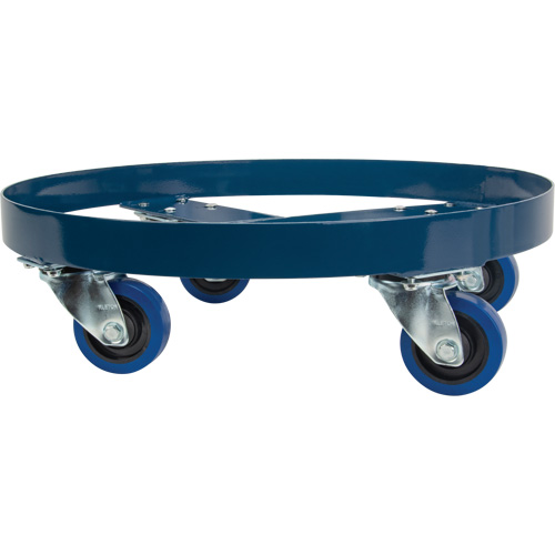 Drum Dolly, Steel, 1400 lbs. Capacity, 24" Diameter, Blue Elastic Casters OCP Construction Supplies