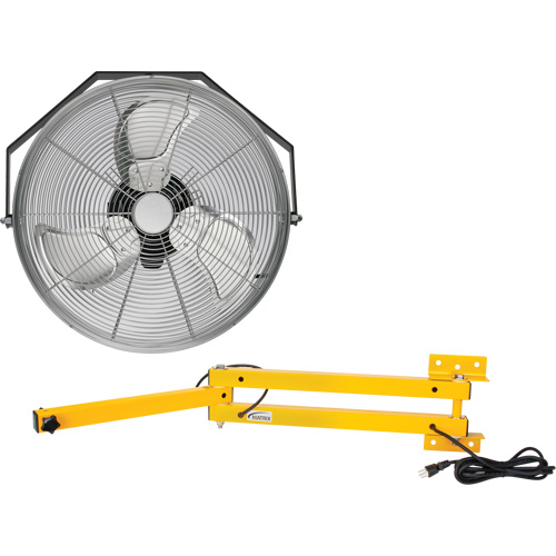 Trousse de ventilateur pour poste de travail industriel avec bras double verrouillable, Industriel, 3 vitesses, Diam&egrave;tre de 18" OCP Construction Supplies
