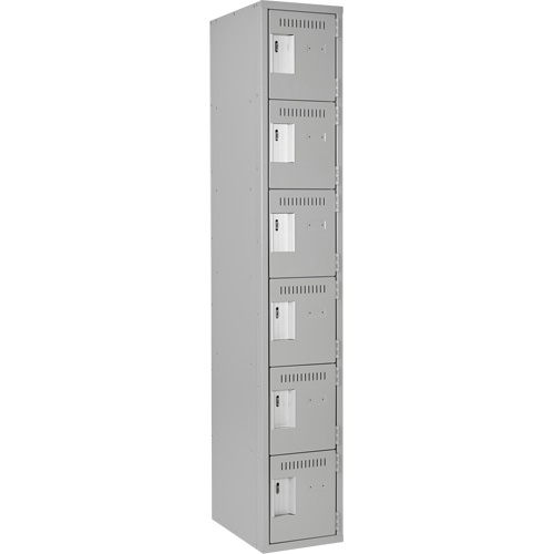 Clean Line Lockerettes, 6 -tier, 12" x 18" x 72", Steel, Grey, Rivet (Assembled) OCP Construction Supplies