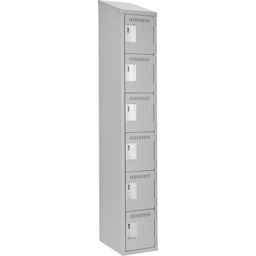 Clean Line Lockerette , 6 -tier, 12" x 18" x 78", Steel, Grey, Rivet (Assembled) OCP Construction Supplies