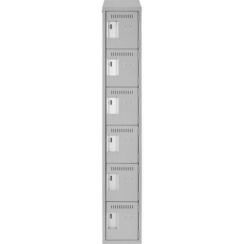 Clean Line Lockerette , 6 -tier, 12" x 18" x 78", Steel, Grey, Rivet (Assembled) OCP Construction Supplies