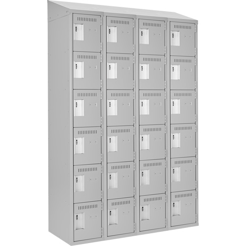 Clean Line Lockerette , 6 -tier, Bank of 4, 48" x 18" x 78", Steel, Grey, Rivet (Assembled) OCP Construction Supplies