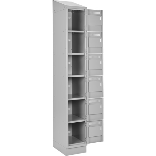 Clean Line Lockerette, 6 -tier, Bank of 4, 48" x 18" x 82", Steel, Grey, Rivet (Assembled) OCP Construction Supplies