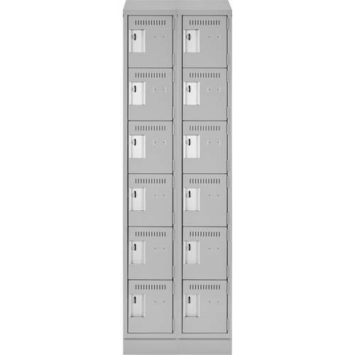 Clean Line Lockerette, 6 -tier, Bank of 2, 24" x 18" x 82", Steel, Grey, Rivet (Assembled) OCP Construction Supplies