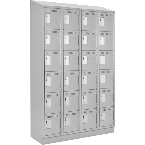 Clean Line Lockerette, 6 -tier, Bank of 4, 48" x 18" x 82", Steel, Grey, Rivet (Assembled) OCP Construction Supplies