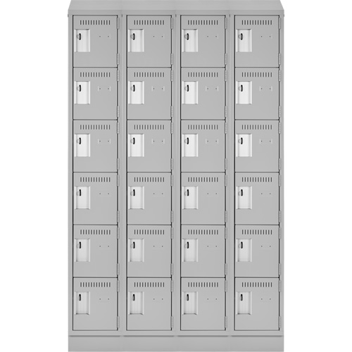 Clean Line Lockerette, 6 -tier, Bank of 4, 48" x 18" x 82", Steel, Grey, Rivet (Assembled) OCP Construction Supplies