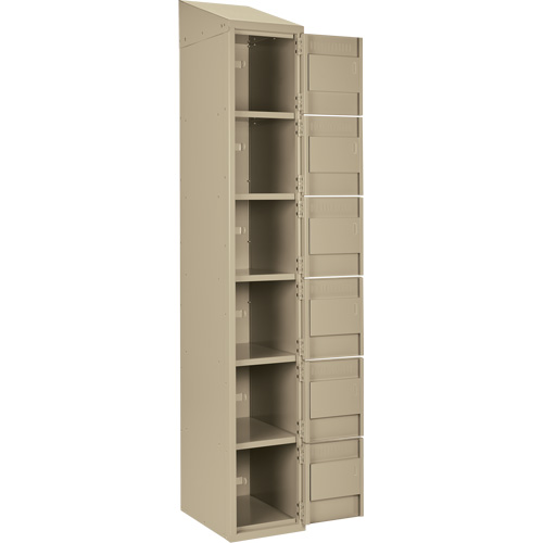 Clean Line Lockerette, 6 -tier, Bank of 4, 48" x 18" x 78", Steel, Beige, Rivet (Assembled) OCP Construction Supplies