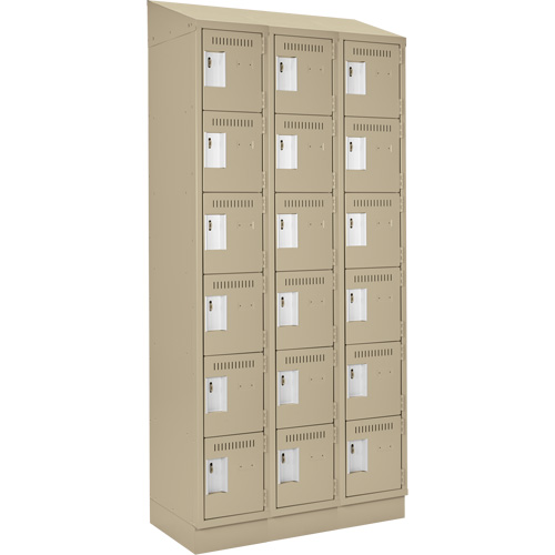 Clean Line Lockerette , 6 -tier, Bank of 3, 36" x 18" x 82", Steel, Beige, Rivet (Assembled) OCP Construction Supplies