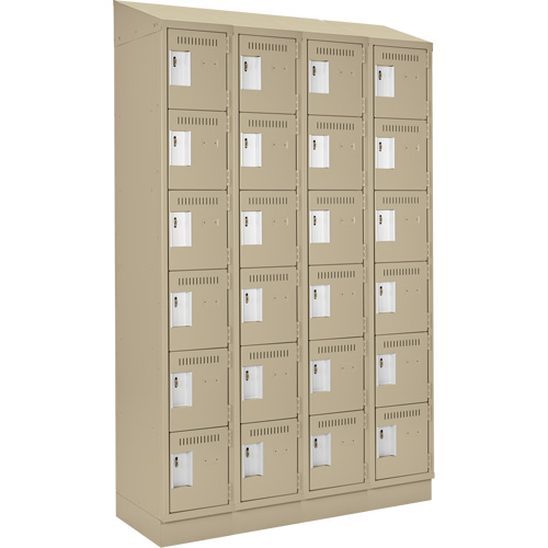 Clean Line Lockerette , 6 -tier, Bank of 4, 48" x 18" x 82", Steel, Beige, Rivet (Assembled) OCP Construction Supplies