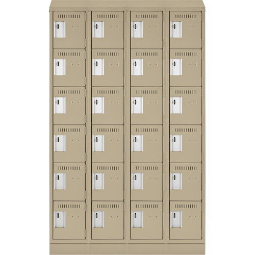 Clean Line Lockerette , 6 -tier, Bank of 4, 48" x 18" x 82", Steel, Beige, Rivet (Assembled) OCP Construction Supplies