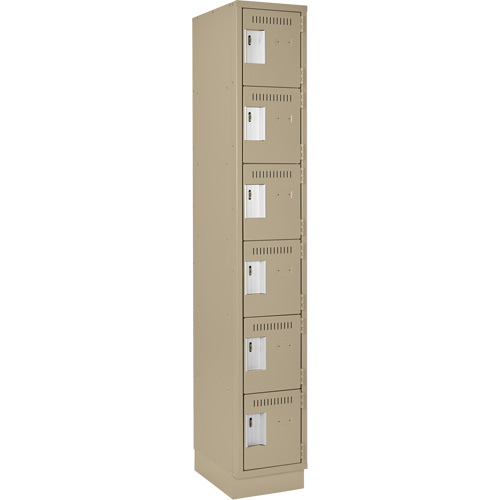 Clean Line Lockerette, 6 -tier, 12" x 18" x 76", Steel, Beige, Rivet (Assembled) OCP Construction Supplies