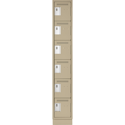 Clean Line Lockerette, 6 -tier, 12" x 18" x 76", Steel, Beige, Rivet (Assembled) OCP Construction Supplies