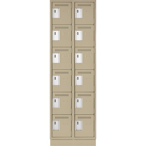 Clean Line Lockerette, 6 -tier, Bank of 2, 24" x 18" x 76", Steel, Beige, Rivet (Assembled) OCP Construction Supplies