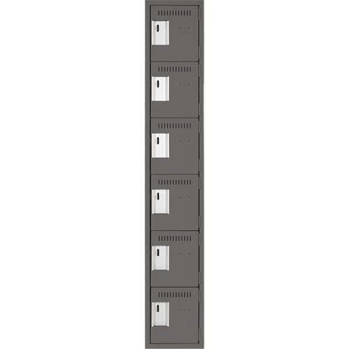 Clean Line Lockerette, 6 -tier, 12" x 18" x 72", Steel, Charcoal, Rivet (Assembled) OCP Construction Supplies