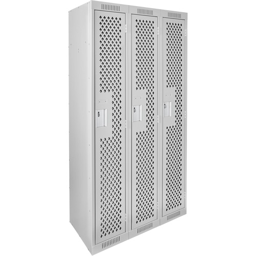Casiers Clean Line, Bloc de 3, 36" x 15" x 72", Acier, Gris, Rivet (assembl&eacute;), Perfor&eacute; OCP Construction Supplies