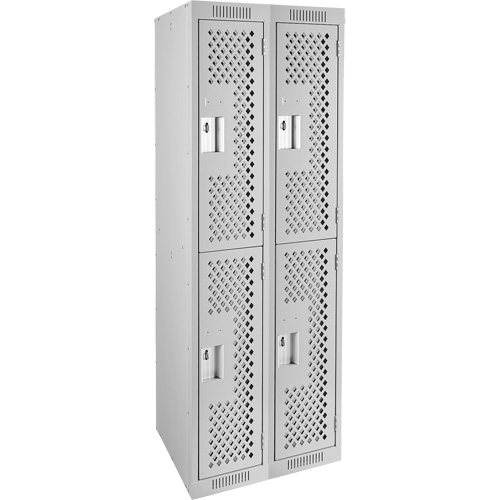 Casiers Clean Line, 2 niveaux, Bloc de 2, 24" x 15" x 72", Acier, Gris, Rivet (assembl&eacute;), Perfor&eacute; OCP Construction Supplies