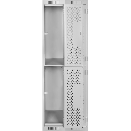 Casiers Clean Line, 2 niveaux, Bloc de 2, 24" x 15" x 72", Acier, Gris, Rivet (assembl&eacute;), Perfor&eacute; OCP Construction Supplies