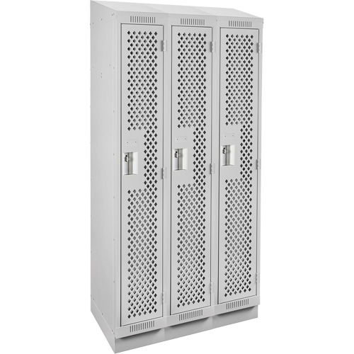Casiers Clean Line, Bloc de 3, 36" x 12" x 82", Acier, Gris, Rivet (assembl&eacute;), Perfor&eacute; OCP Construction Supplies