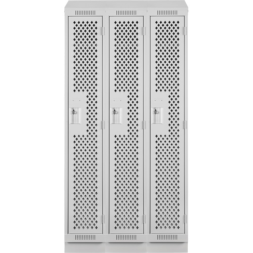 Casiers Clean Line, Bloc de 3, 36" x 12" x 82", Acier, Gris, Rivet (assembl&eacute;), Perfor&eacute; OCP Construction Supplies