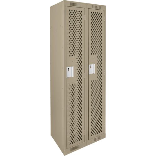 Clean Line Lockers, Bank of 2, 24" x 15" x 72", Steel, Beige, Rivet (Assembled), Perforated OCP Construction Supplies