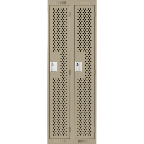 Clean Line Lockers, Bank of 2, 24" x 15" x 72", Steel, Beige, Rivet (Assembled), Perforated OCP Construction Supplies