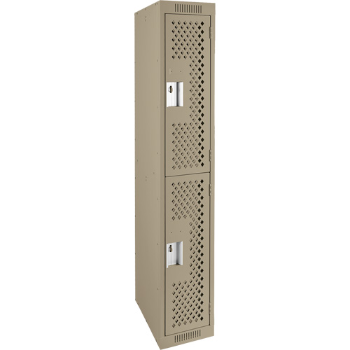 Clean Line Lockers, 2 -tier, 12" x 15" x 72", Steel, Beige, Rivet (Assembled), Perforated OCP Construction Supplies