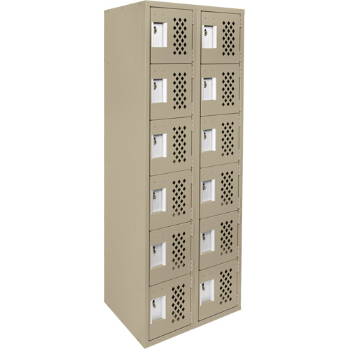 Clean-Line Perforated Lockerette, 6 -tier, Bank of 2, 15" x 72" x 12", Steel OCP Construction Supplies