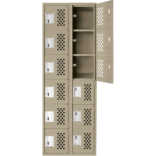 Clean-Line Perforated Lockerette, 6 -tier, Bank of 2, 15" x 72" x 12", Steel OCP Construction Supplies