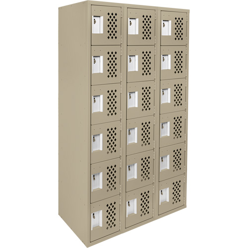 Clean-Line Perforated Lockerette, 6 -tier, Bank of 3, 12" x 72" x 12", Steel OCP Construction Supplies
