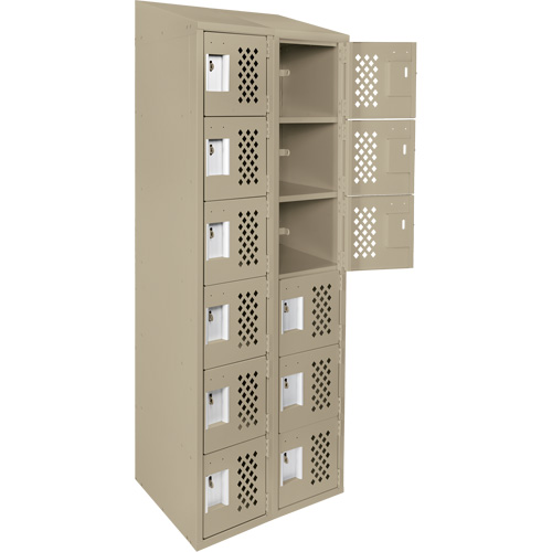 Petits casiers &eacute;conomiques assembl&eacute;s et perfor&eacute;s Clean Line, 6 niveaux, Bloc de 2, 18" x 72" x 12", Acier OCP Construction Supplies