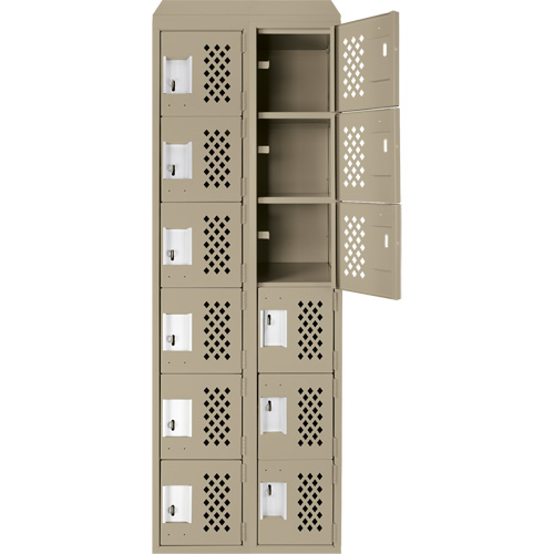 Petits casiers &eacute;conomiques assembl&eacute;s et perfor&eacute;s Clean Line, 6 niveaux, Bloc de 2, 18" x 72" x 12", Acier OCP Construction Supplies