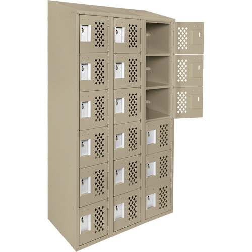 Assembled Lockerettes Clean Line Perforated Economy Lockers, 6 -tier, Bank of 3, 18" x 72" x 12", Steel OCP Construction Supplies