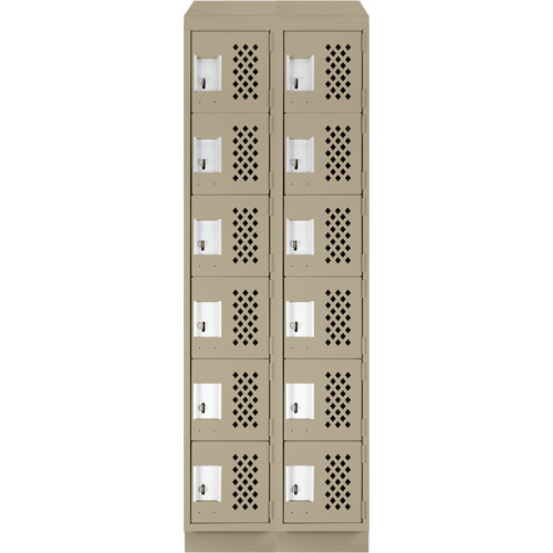 Assembled Lockerettes Clean Line Perforated Economy Lockers, 6 -tier, Bank of 2, 18" x 72" x 12", Steel OCP Construction Supplies