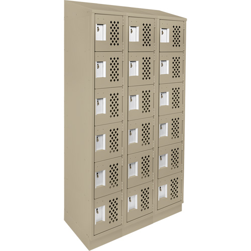 Assembled Lockerettes Clean Line Perforated Economy Lockers, 6 -tier, Bank of 3, 18" x 72" x 12", Steel OCP Construction Supplies
