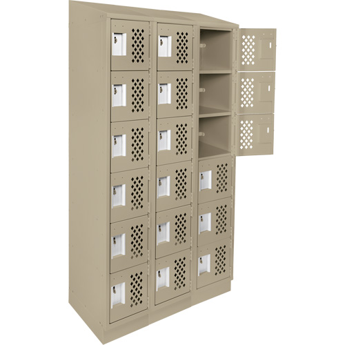 Assembled Lockerettes Clean Line Perforated Economy Lockers, 6 -tier, Bank of 3, 18" x 72" x 12", Steel OCP Construction Supplies