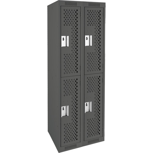 Casiers Clean Line, 2 niveaux, Bloc de 2, 24" x 15" x 72", Acier, Charbon, Rivet (assembl&eacute;), Perfor&eacute; OCP Construction Supplies