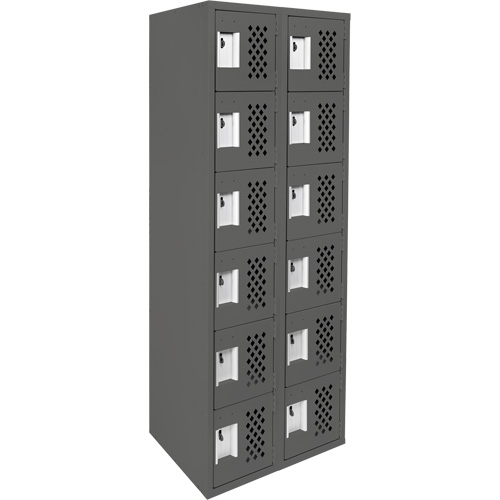Petit casier perfor&eacute; Clean-Line, 6 niveaux, Bloc de 2, 12" x 72" x 12", Acier OCP Construction Supplies