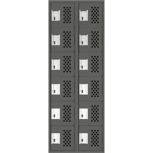 Petit casier perfor&eacute; Clean-Line, 6 niveaux, Bloc de 2, 12" x 72" x 12", Acier OCP Construction Supplies