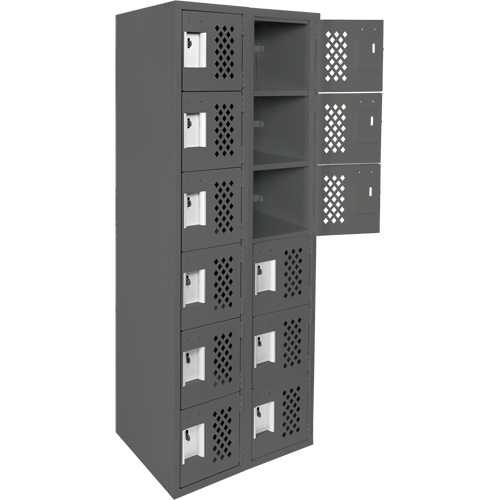 Petit casier perfor&eacute; Clean-Line, 6 niveaux, Bloc de 2, 12" x 72" x 12", Acier OCP Construction Supplies
