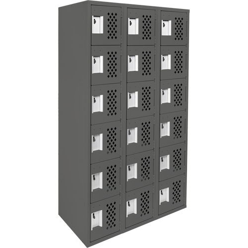 Clean-Line Perforated Lockerette, 6 -tier, Bank of 3, 15" x 72" x 12", Steel OCP Construction Supplies