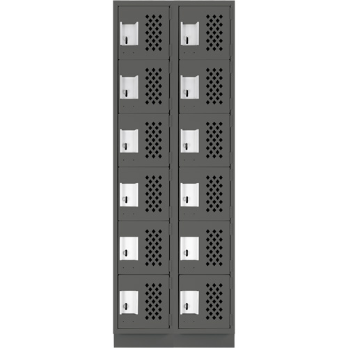 Assembled Lockerettes Clean Line Perforated Economy Lockers, 6 -tier, Bank of 2, 18" x 72" x 12", Steel OCP Construction Supplies