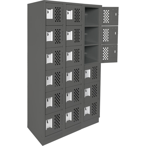 Clean-Line Perforated Lockerette, 6 -tier, Bank of 3, 12" x 72" x 12", Steel OCP Construction Supplies