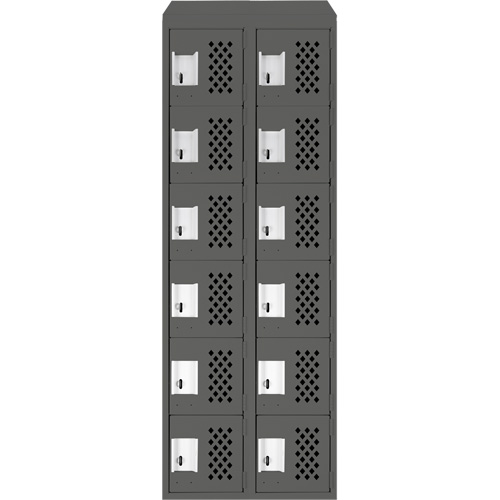Assembled Lockerettes Clean Line Perforated Economy Lockers, 6 -tier, Bank of 2, 18" x 72" x 12", Steel OCP Construction Supplies