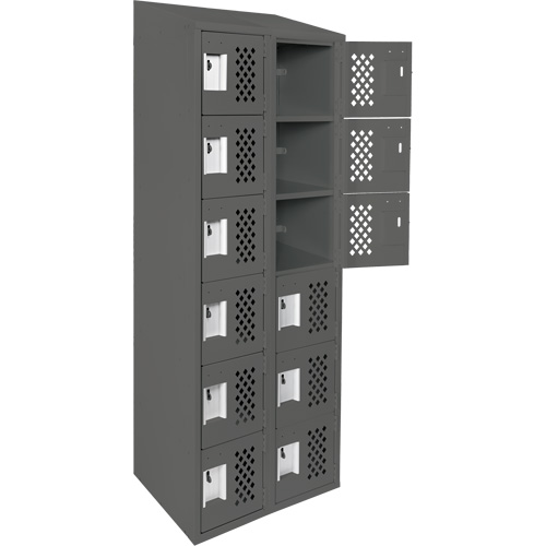 Assembled Lockerettes Clean Line Perforated Economy Lockers, 6 -tier, Bank of 2, 18" x 72" x 12", Steel OCP Construction Supplies