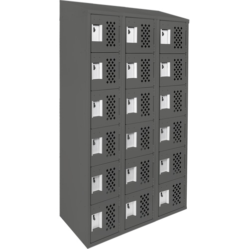 Assembled Lockerettes Clean Line Perforated Economy Lockers, 6 -tier, Bank of 3, 18" x 72" x 12", Steel OCP Construction Supplies