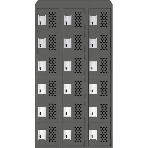 Assembled Lockerettes Clean Line Perforated Economy Lockers, 6 -tier, Bank of 3, 18" x 72" x 12", Steel OCP Construction Supplies