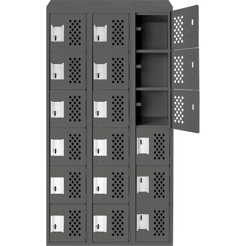 Assembled Lockerettes Clean Line Perforated Economy Lockers, 6 -tier, Bank of 3, 18" x 72" x 12", Steel OCP Construction Supplies