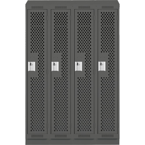 Clean Line Lockers, Bank of 4, 48" x 12" x 82", Steel, Charcoal, Rivet (Assembled), Perforated OCP Construction Supplies