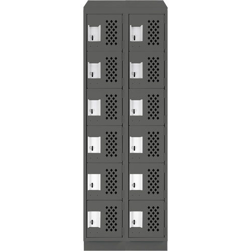 Assembled Lockerettes Clean Line Perforated Economy Lockers, 6 -tier, Bank of 2, 18" x 72" x 12", Steel OCP Construction Supplies